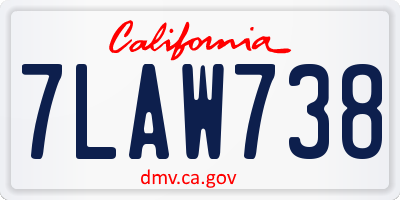 CA license plate 7LAW738