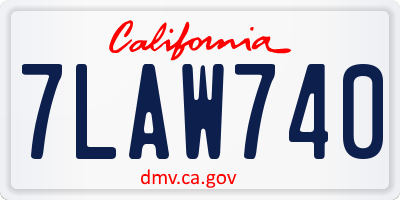 CA license plate 7LAW740