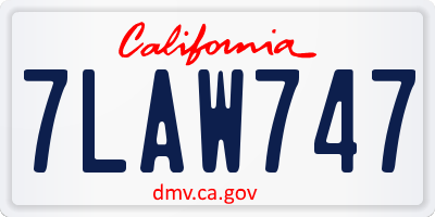CA license plate 7LAW747