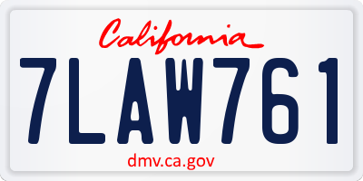 CA license plate 7LAW761