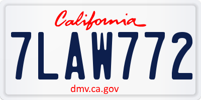 CA license plate 7LAW772