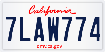 CA license plate 7LAW774