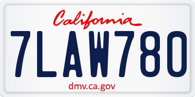 CA license plate 7LAW780