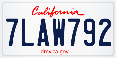 CA license plate 7LAW792