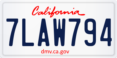 CA license plate 7LAW794
