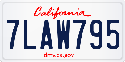 CA license plate 7LAW795