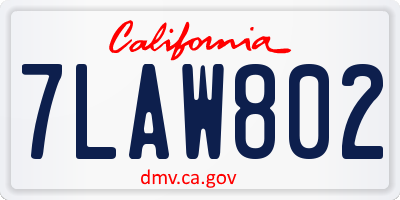 CA license plate 7LAW802