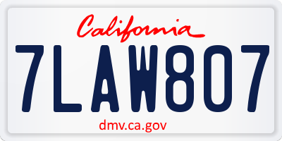 CA license plate 7LAW807