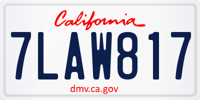 CA license plate 7LAW817