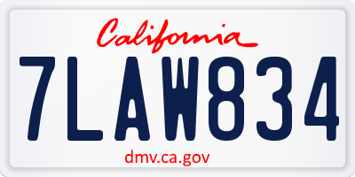 CA license plate 7LAW834