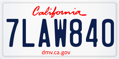 CA license plate 7LAW840
