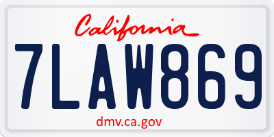 CA license plate 7LAW869