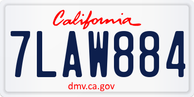CA license plate 7LAW884