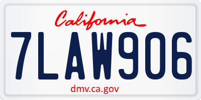 CA license plate 7LAW906