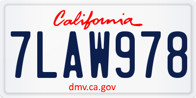 CA license plate 7LAW978