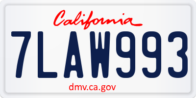 CA license plate 7LAW993
