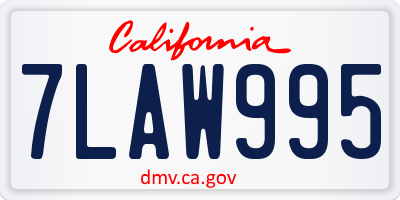 CA license plate 7LAW995
