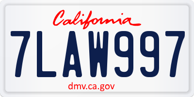 CA license plate 7LAW997