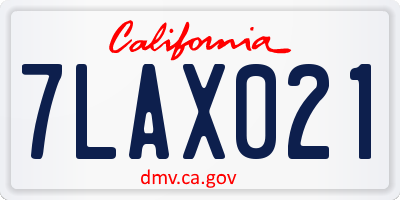 CA license plate 7LAX021