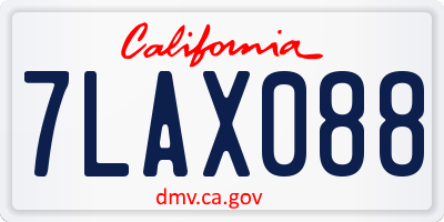 CA license plate 7LAX088