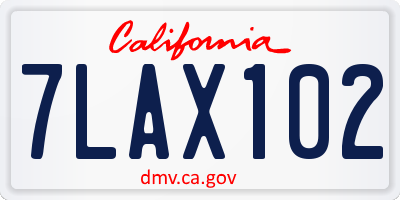 CA license plate 7LAX102
