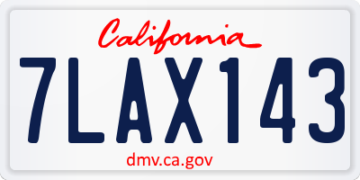 CA license plate 7LAX143