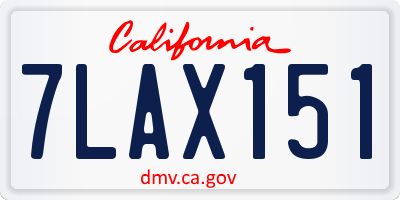CA license plate 7LAX151