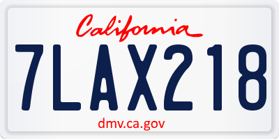 CA license plate 7LAX218