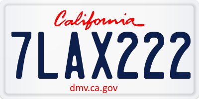 CA license plate 7LAX222