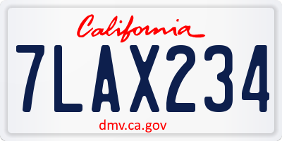 CA license plate 7LAX234