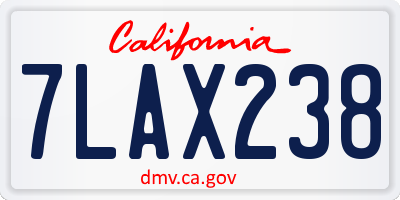 CA license plate 7LAX238