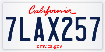 CA license plate 7LAX257