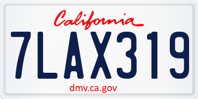 CA license plate 7LAX319