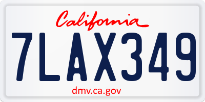 CA license plate 7LAX349