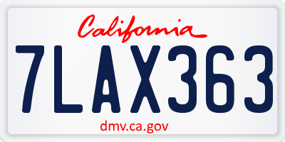 CA license plate 7LAX363