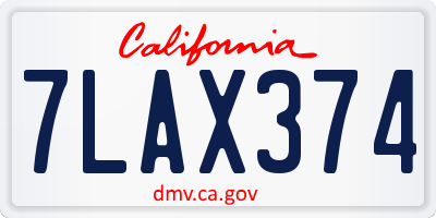 CA license plate 7LAX374