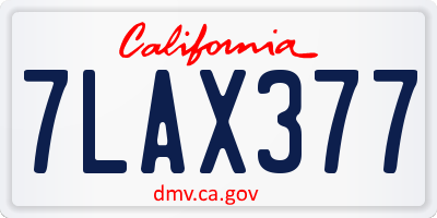 CA license plate 7LAX377