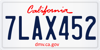 CA license plate 7LAX452