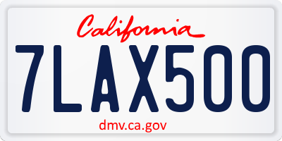 CA license plate 7LAX500