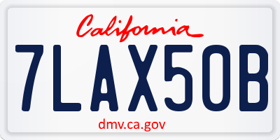 CA license plate 7LAX50B