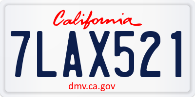 CA license plate 7LAX521
