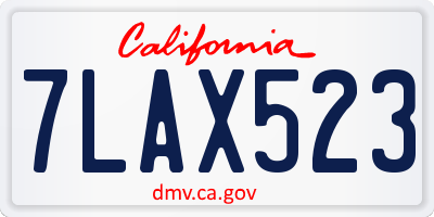 CA license plate 7LAX523