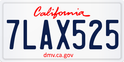 CA license plate 7LAX525