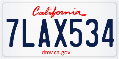 CA license plate 7LAX534