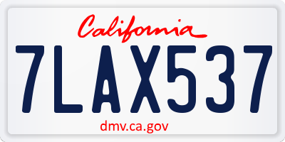 CA license plate 7LAX537