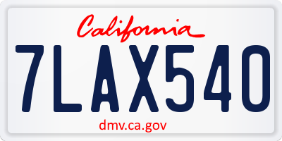 CA license plate 7LAX540