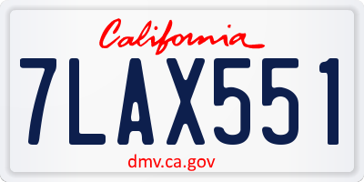 CA license plate 7LAX551
