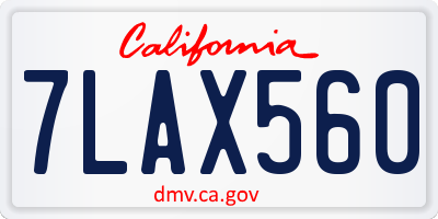CA license plate 7LAX560
