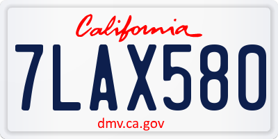 CA license plate 7LAX580