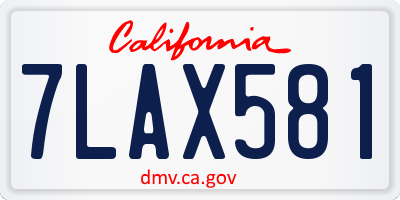 CA license plate 7LAX581